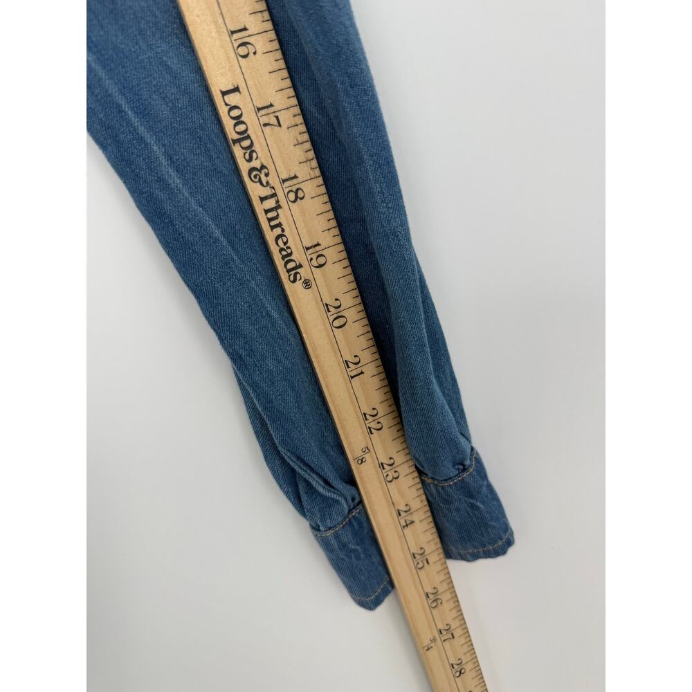 Pilcro Anthropologie Ruffled Denim Mini Shirt Dress Western Prairie Cottage XS - Picture 11 of 13